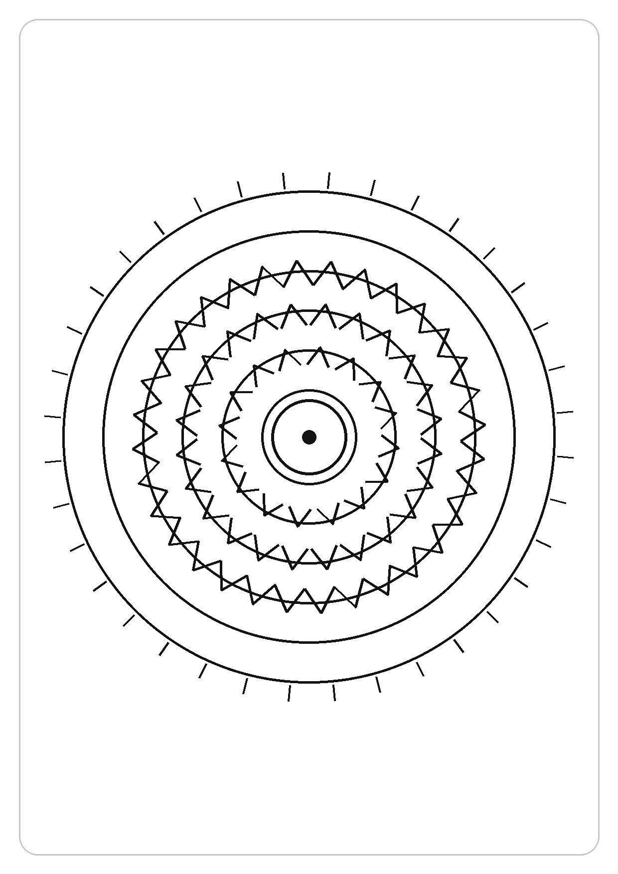 几何六边形简笔画线稿，A4 可打印涂色卡