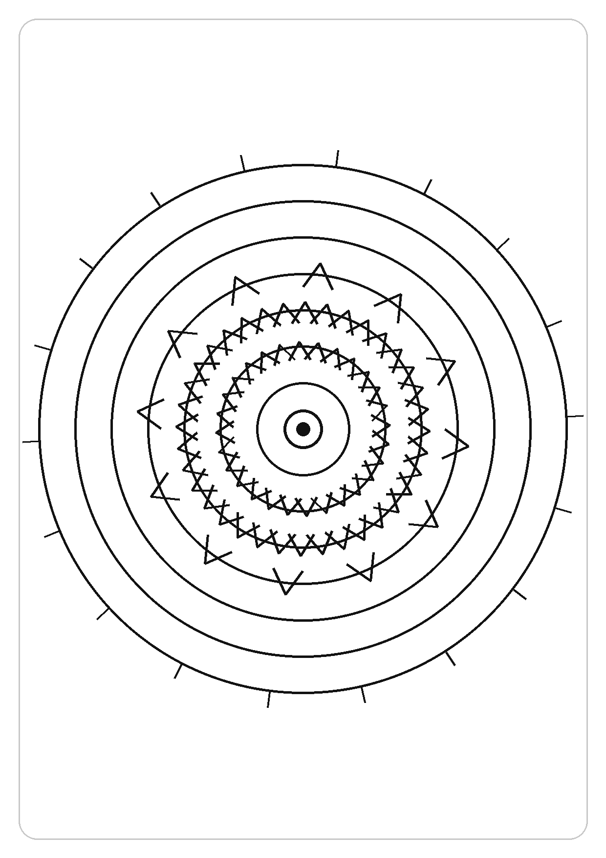 云纹回环简笔画线稿，A4 可打印涂色卡