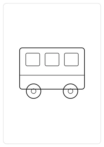 公交车简笔画线稿，A4 可打印涂色卡
