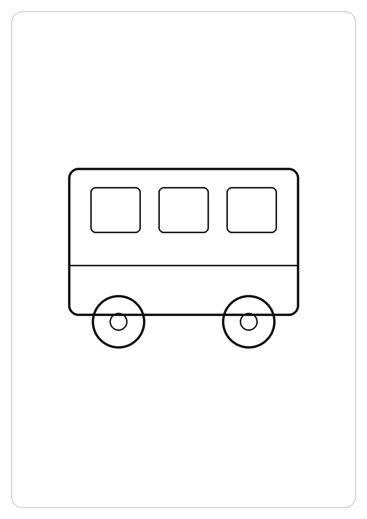 公交车简笔画线稿，A4 可打印涂色卡