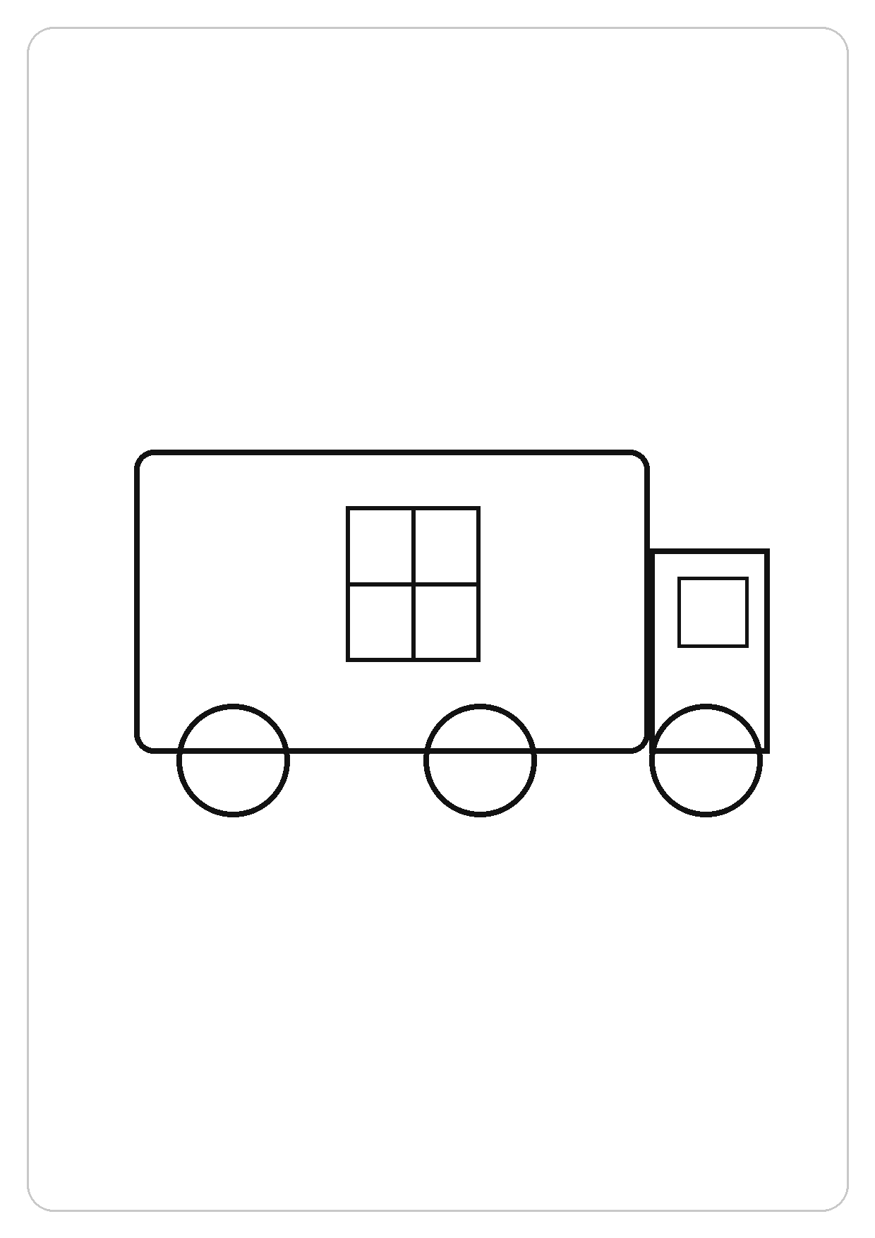 救护车简笔画线稿，A4 可打印涂色卡