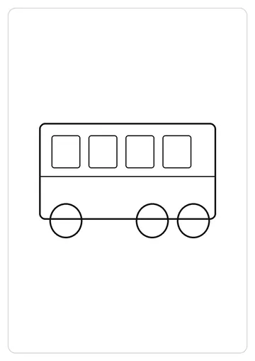 校车简笔画线稿，A4 可打印涂色卡